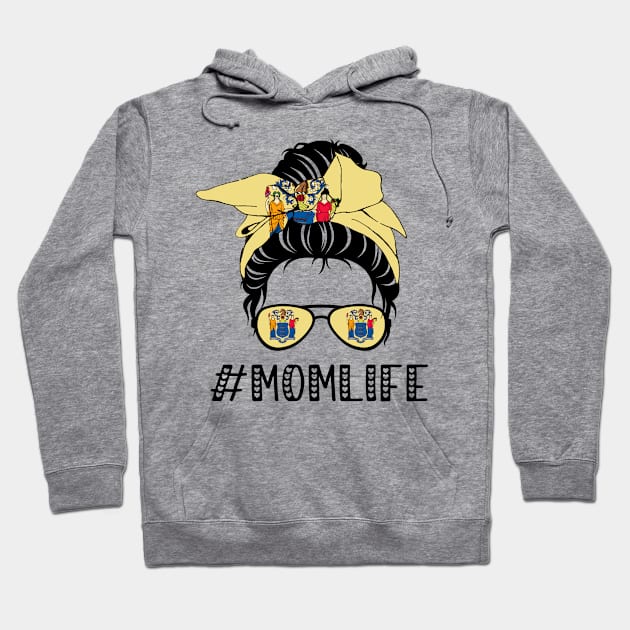 New Jersey Mom Life Messy Hair Bun New Jersey Flag Gift Hoodie by Vikfom